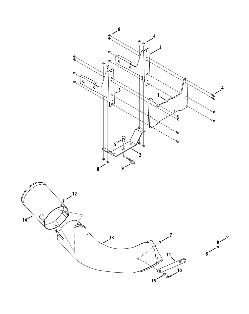 Chute And Mounting 42 Inch (2000 Series) Diagram and Parts List for 19A40003 100 Cub Cadet Lawn Tractor